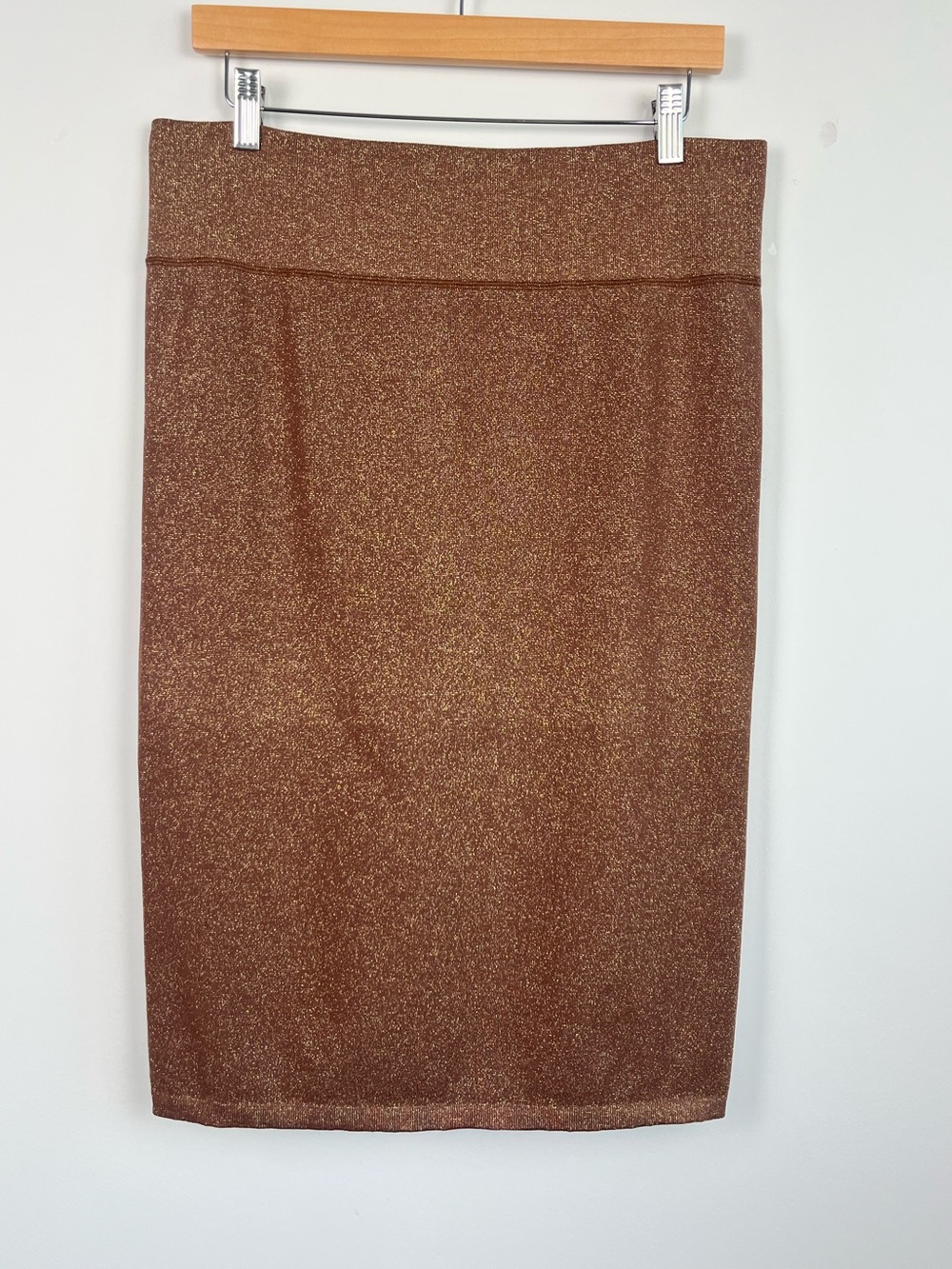NWT Offline by Aerie brown & gold sparkly stretch knit pull on pencil skirt, XL.